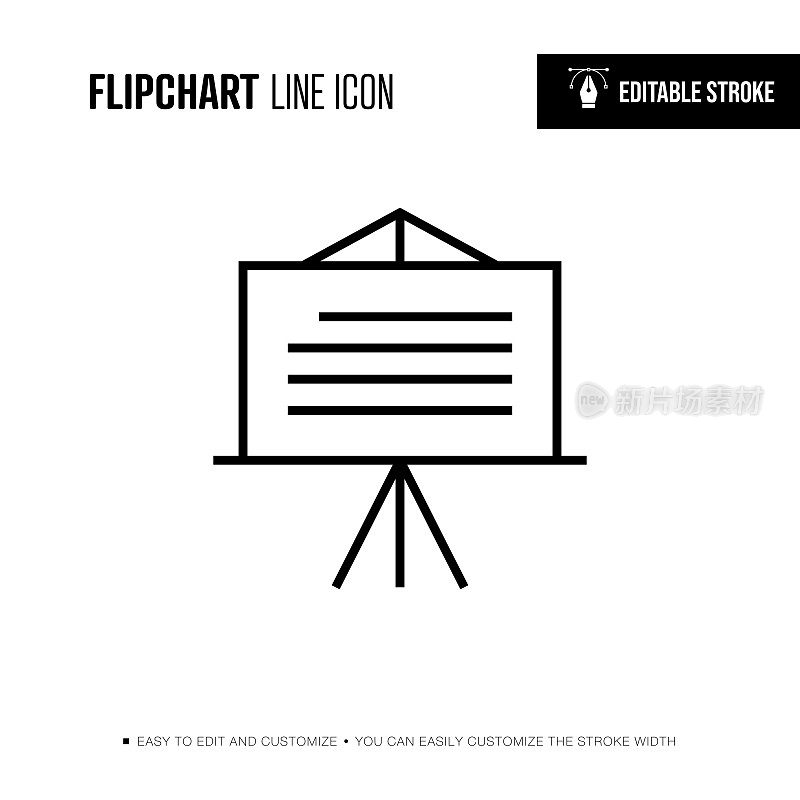 Flipchart Line Icon -可编辑的描边